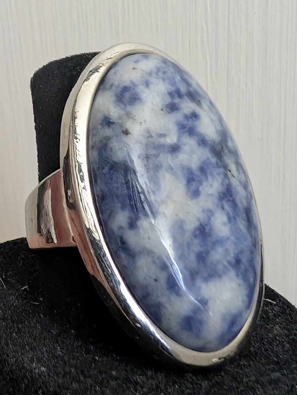 #101. Big Silver Sodalite Stone Ring! 1.5" X 1"